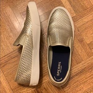 Metallic Sperry Slip-ons